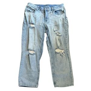 MAURICES stretch straight leg high rise distressed crop jeans size 14W